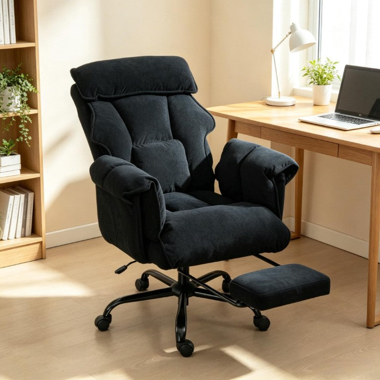 English Elm Office Reclining Executive Chair with Footrest Padded Headrest and Ergonomic Lumbar Support T3971P606315