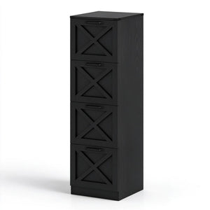 English Elm Vertical Farmhouse File Cabinet with X Pattern Barn Doors and Four Deep Letter Size Drawers T3971P611869