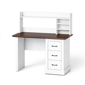 English Elm Home Office Farmhouse Writing Desk with Hutch Shelves Cubbies and Three Drawers T3971P612020