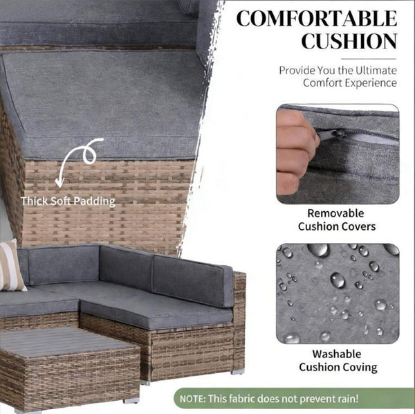 English Elm Garden PE Rattan Modular Outdoor Sectional Sofa Set Seats Six with Wicker Coffee Table T3971S00124