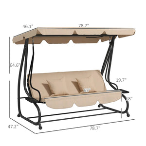 English Elm Free Standing Porch Swing Daybed with Adjustable Canopy Cushioned Outdoor Lounge T3971S00264