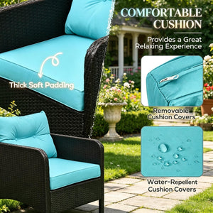 English Elm Modern Five Piece Outdoor Patio Lounge Set with PE Rattan Wicker and Tempered Glass Table T3971S00266