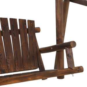 English Elm 2-seat Solid Fir Pine Log A-frame Garden Swing Bench for Outdoor Patio Relaxation T3971S00276