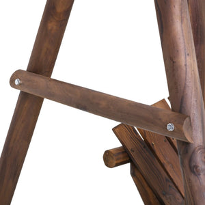 English Elm 2-seat Solid Fir Pine Log A-frame Garden Swing Bench for Outdoor Patio Relaxation T3971S00276