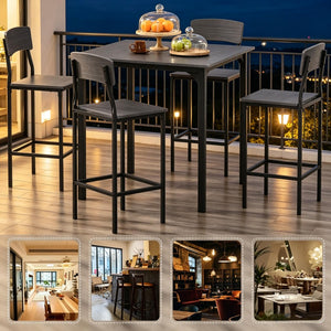 English Elm 5-piece Square Counter Height Dining Set with Steel Frame Stools and Wood Grain Mdf Top T3971S00285