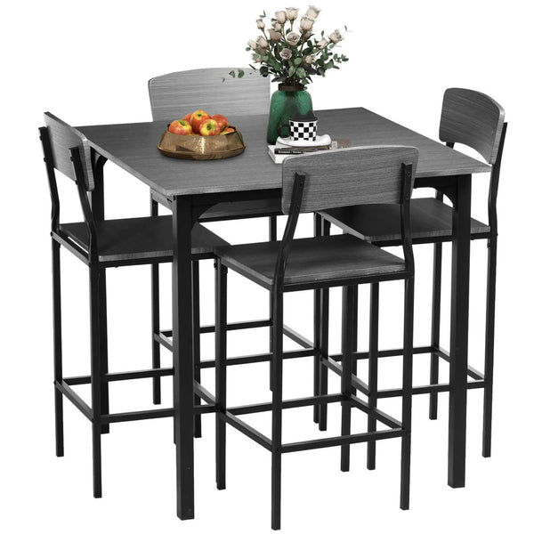 English Elm 5-piece Square Counter Height Dining Set with Steel Frame Stools and Wood Grain Mdf Top T3971S00285