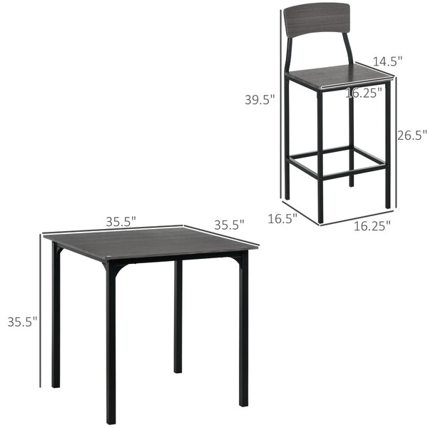 English Elm 5-piece Square Counter Height Dining Set with Steel Frame Stools and Wood Grain Mdf Top T3971S00285