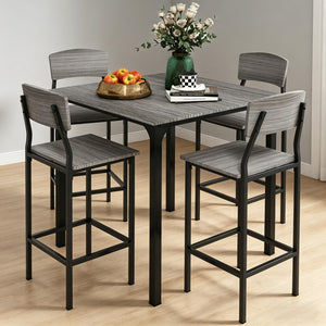English Elm 5-piece Square Counter Height Dining Set with Steel Frame Stools and Wood Grain Mdf Top T3971S00285