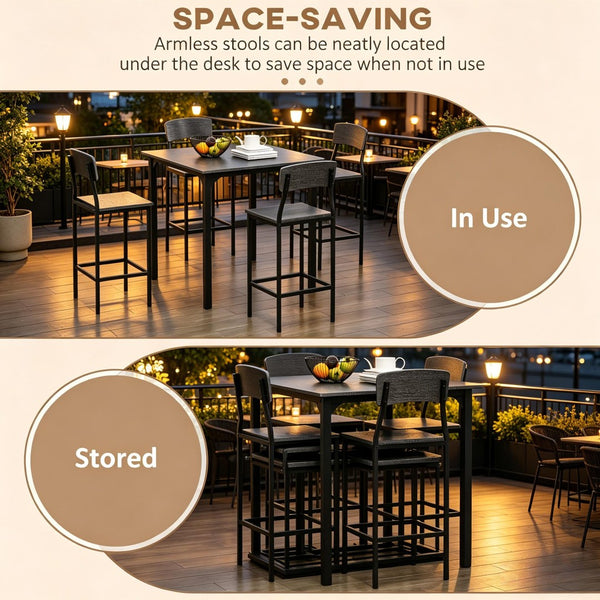 English Elm 5-piece Square Counter Height Dining Set with Steel Frame Stools and Wood Grain Mdf Top T3971S00285