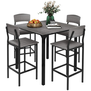 English Elm 5-piece Square Counter Height Dining Set with Steel Frame Stools and Wood Grain Mdf Top T3971S00285