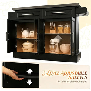 English Elm Portable Stainless Steel Kitchen Island Cart with Storage Drawers and Rolling Wheels T3971S00297
