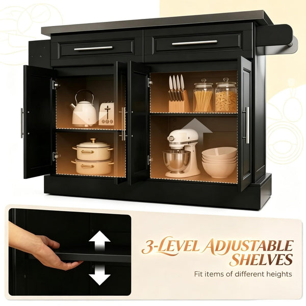English Elm Portable Stainless Steel Kitchen Island Cart with Storage Drawers and Rolling Wheels T3971S00297