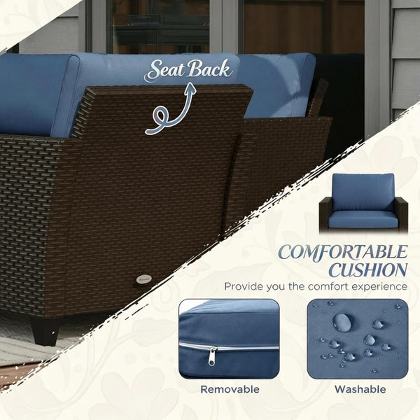 English Elm Modern Handwoven Pe Rattan Outdoor Sectional Set Seats Seven on Patio or Garden T3971S00305