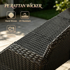 English Elm Modern Handwoven Pe Rattan Outdoor Sectional Set Seats Seven on Patio or Garden T3971S00305