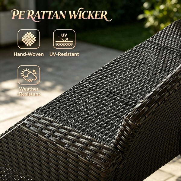 English Elm Modern Handwoven Pe Rattan Outdoor Sectional Set Seats Seven on Patio or Garden T3971S00305