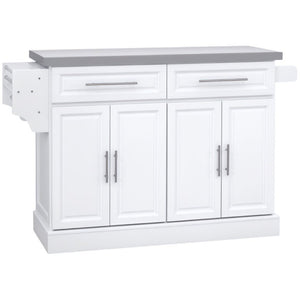 English Elm Kitchen Island Cart with Stainless Steel Top Two Drawers Spice and Towel Rack T3971S00307