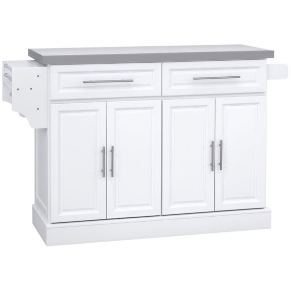 English Elm Kitchen Island Cart with Stainless Steel Top Two Drawers Spice and Towel Rack T3971S00307