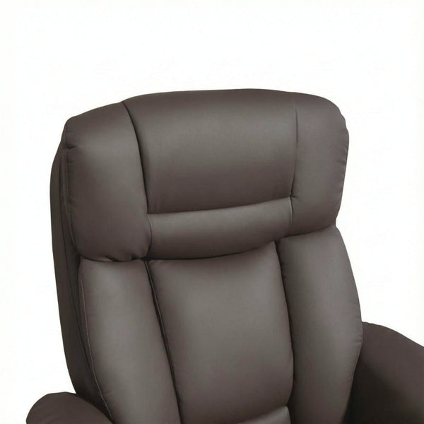 English Elm Luxury PU Leather Swivel Recliner with Ottoman Pocket Spring Lounge Chair Set T3971S00327