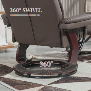 English Elm Luxury PU Leather Swivel Recliner with Ottoman Pocket Spring Lounge Chair Set T3971S00327