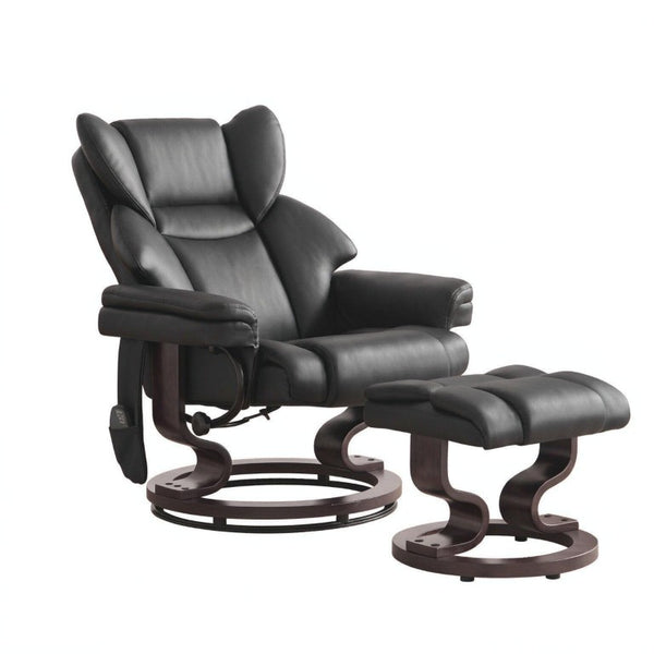 English Elm Luxury Swivel Massage Recliner Set with Ottoman PU Leather 360 Degree Living Room Chair T3971S00328