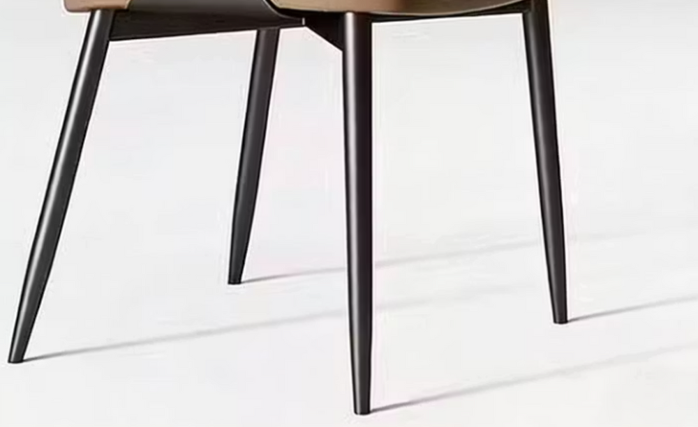 English Elm Set of 2 Sculptural Upholstered Dining Chairs with Textured Back and Black Metal Frame T5686P596146