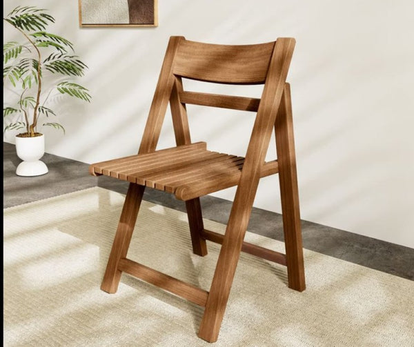 English Elm 4Pcs Solid Wood Folding Chairs Space Saving Minimalist Seating for Modern Dining Rooms T5686P596209