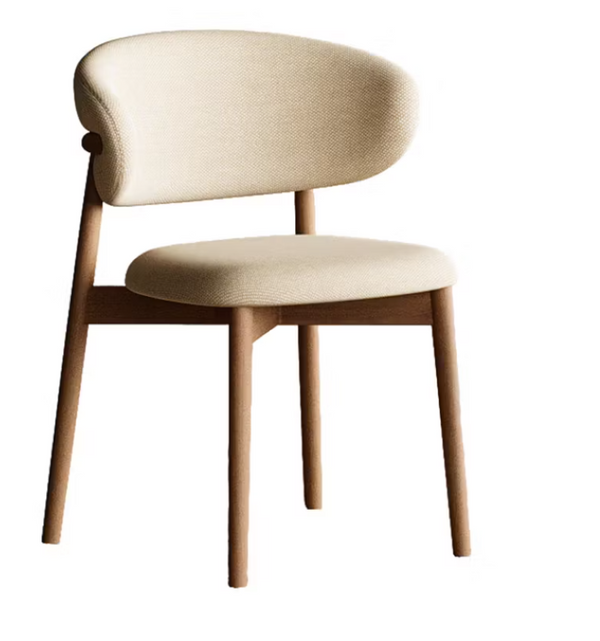 English Elm 2Pcs Solid Ash Wood Dining Chairs Curved Back Upholstered Seat Scandinavian Style Natural T5686P596231