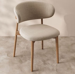English Elm 2Pcs Solid Ash Wood Dining Chairs Curved Back Upholstered Seat Scandinavian Style Natural T5686P596231