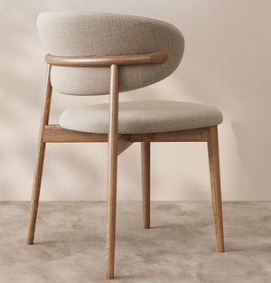 English Elm 2Pcs Solid Ash Wood Dining Chairs Curved Back Upholstered Seat Scandinavian Style Natural T5686P596231