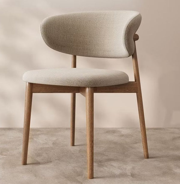 English Elm 2Pcs Solid Ash Wood Dining Chairs Curved Back Upholstered Seat Scandinavian Style Natural T5686P596231