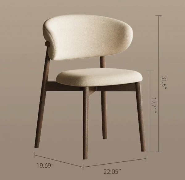 English Elm 2Pcs Solid Ash Wood Dining Chairs Curved Back Upholstered Seat Scandinavian Style Walnut T5686P596233
