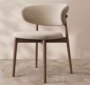 English Elm 2Pcs Solid Ash Wood Dining Chairs Curved Back Upholstered Seat Scandinavian Style Walnut T5686P596233
