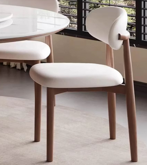 English Elm 2Pcs Solid Ash Wood Dining Chairs Curved Back Upholstered Seat Scandinavian Style Walnut T5686P596233