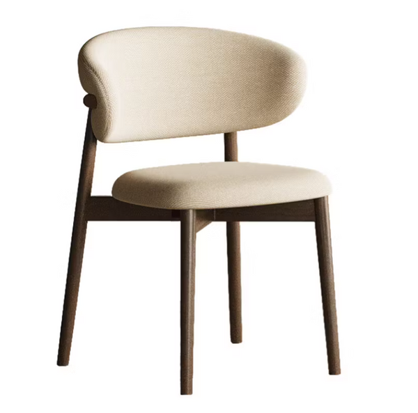 English Elm 2Pcs Solid Ash Wood Dining Chairs Curved Back Upholstered Seat Scandinavian Style Walnut T5686P596233