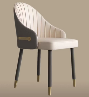 English Elm Set of 2 Glam Dining Chairs with Ergonomic Backrest Gold Accents and PU Leather T5686P596256