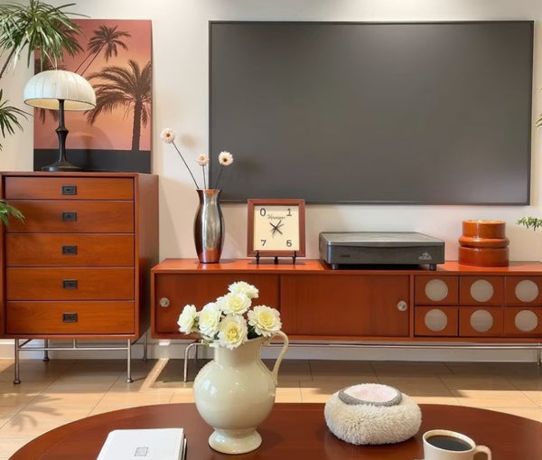English Elm Walnut Finish Media Console with Sliding Doors Spacious Storage for Modern Living Rooms T5686P596274