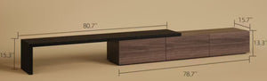 English Elm Extendable TV Console with Three Storage Drawers Matte Black Modern Living Room T5686P596283