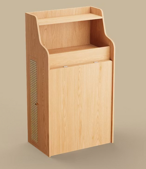 English Elm 69 Inch Rattan Murphy Cabinet Dining Table with USB Charging for Studio Spaces Natural T5686S00013