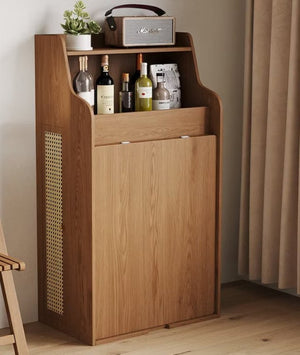 English Elm 69 Inch Rattan Murphy Cabinet Dining Table with USB Charging for Studio Spaces Walnut T5686S00014