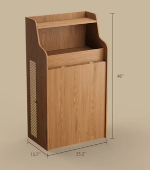 English Elm 69 Inch Rattan Murphy Cabinet Dining Table with USB Charging for Studio Spaces Walnut T5686S00014