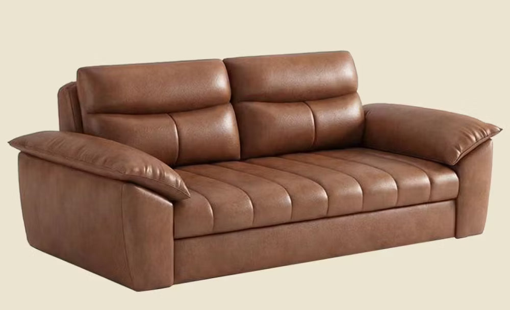 English Elm 89.7 Inch Pet Friendly Faux Leather Sleeper Sofa with Hidden Storage for Living Rooms T5686S00015