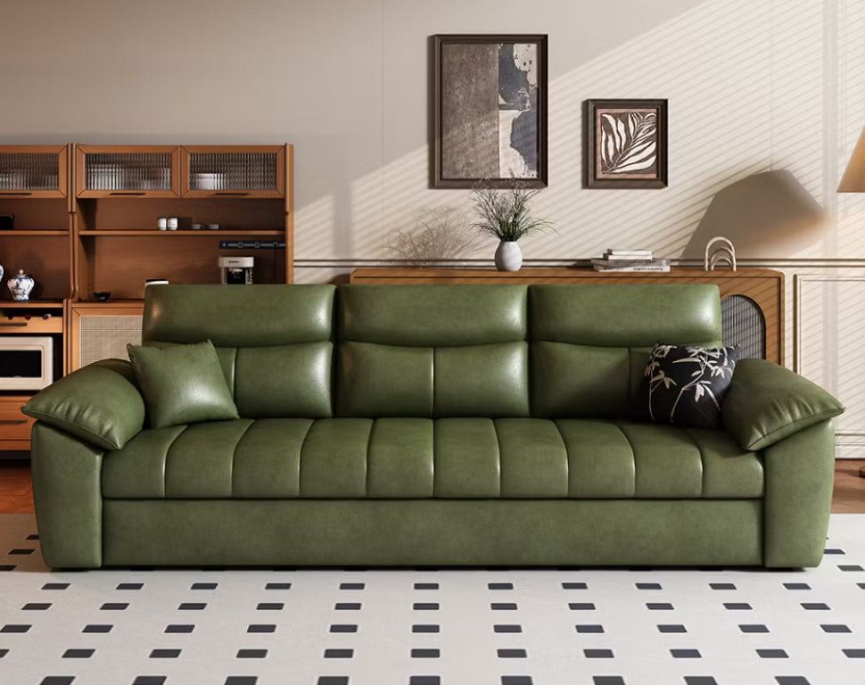 English Elm 89.7 Inch Faux Leather Sleeper Sofa with Hidden Storage for Pet Friendly Living Spaces T5686S00018