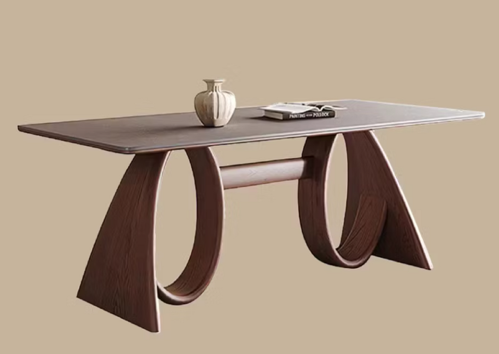English Elm 71 Inch Ceramic Top Dining Table with Solid Wood Base for Modern Rooms T5686S00024