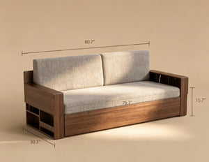 English Elm Modern Cotton Linen Sleeper Sofa with Hidden Lift Storage for Small Space Living Off White T5686S00026