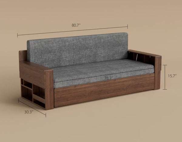 English Elm Modern Cotton Linen Sleeper Sofa with Hidden Lift Storage for Small Space Living Grey T5686S00027