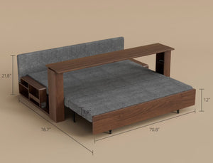 English Elm Modern Cotton Linen Sleeper Sofa with Hidden Lift Storage for Small Space Living Grey T5686S00027