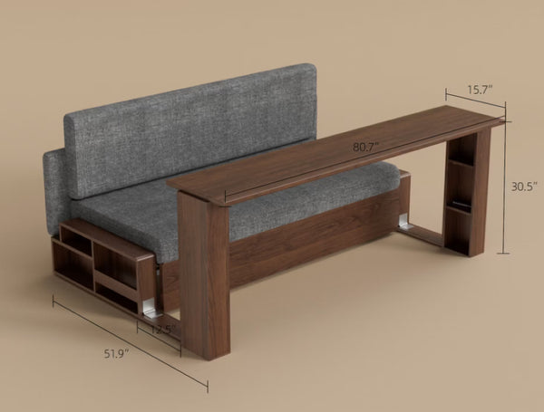 English Elm Modern Cotton Linen Sleeper Sofa with Hidden Lift Storage for Small Space Living Grey T5686S00027