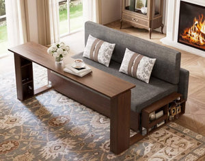 English Elm Modern Cotton Linen Sleeper Sofa with Hidden Lift Storage for Small Space Living Grey T5686S00027