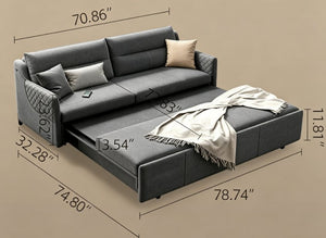 English Elm Versatile Convertible Sleeper Sofa with Concealed Storage for Modern Living Spaces T5686S00041