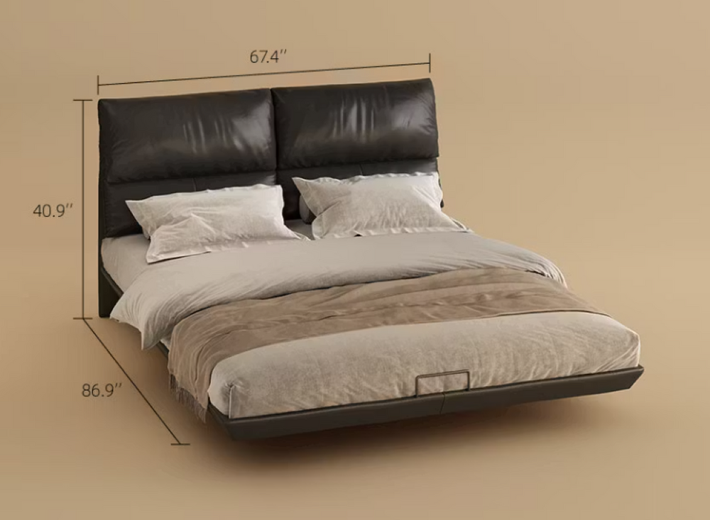 English Elm Contemporary Platform Bed with LED Underglow and Padded Upholstered Headboard T5686S00046